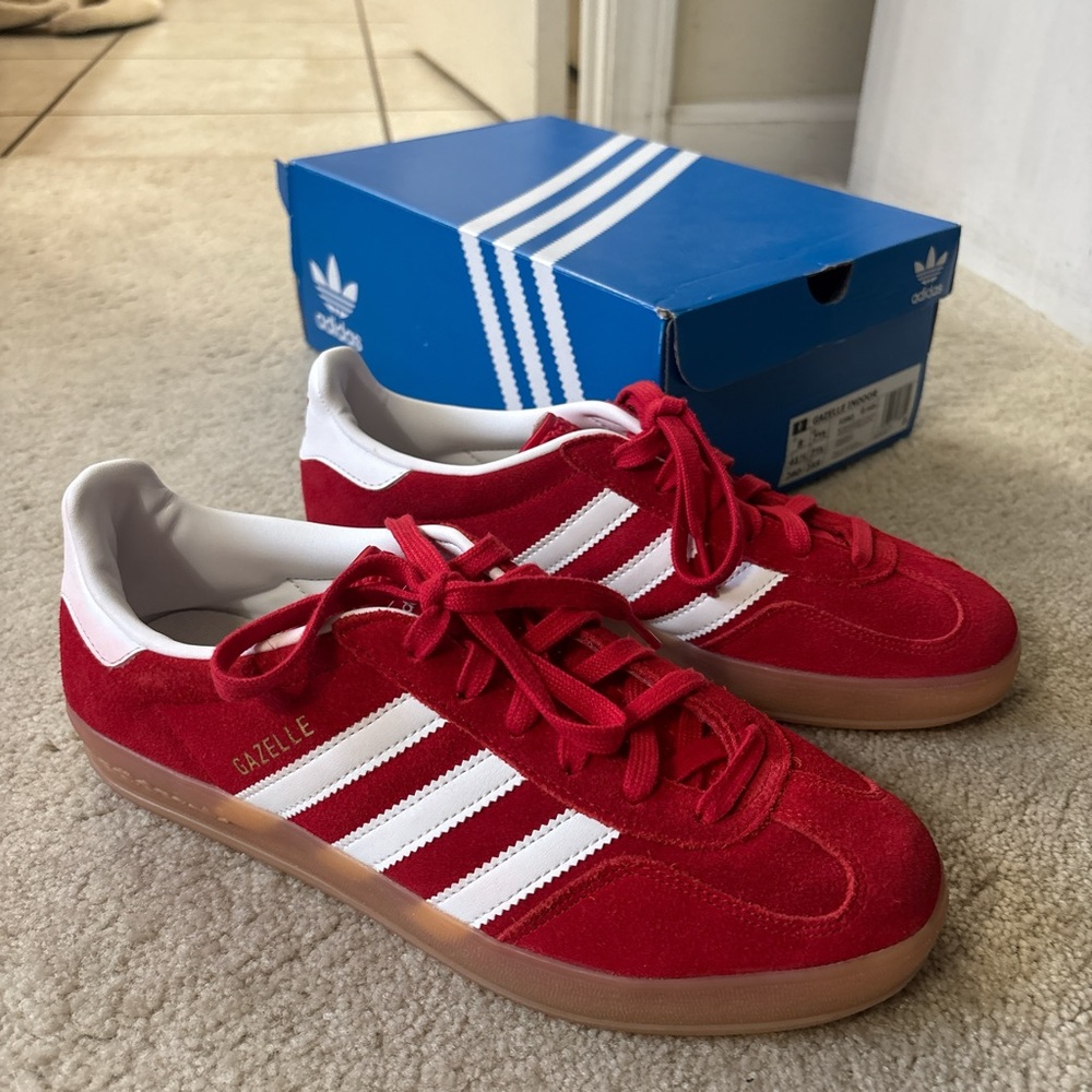 Red Adidas Indoor Gazelle sneakers- size 8 men’s